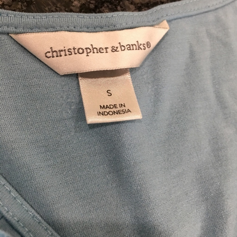 Christopher & Banks Sleeveless ruffle top teal blue green size small - Picture 6 of 7
